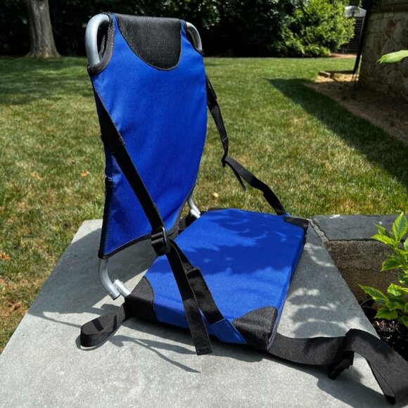 Travel Stadium Chair 1669 Bleacher Concerts Folding Carry Strap Blue Mesh Pocket - Picture 5 of 15